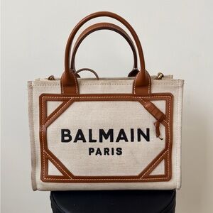 Balmain Beige and Brown Canvas Tote